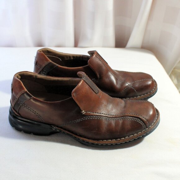Clarks Men\'s Escalade Brown Leather Slip On Loafers 9.5M main image 9
